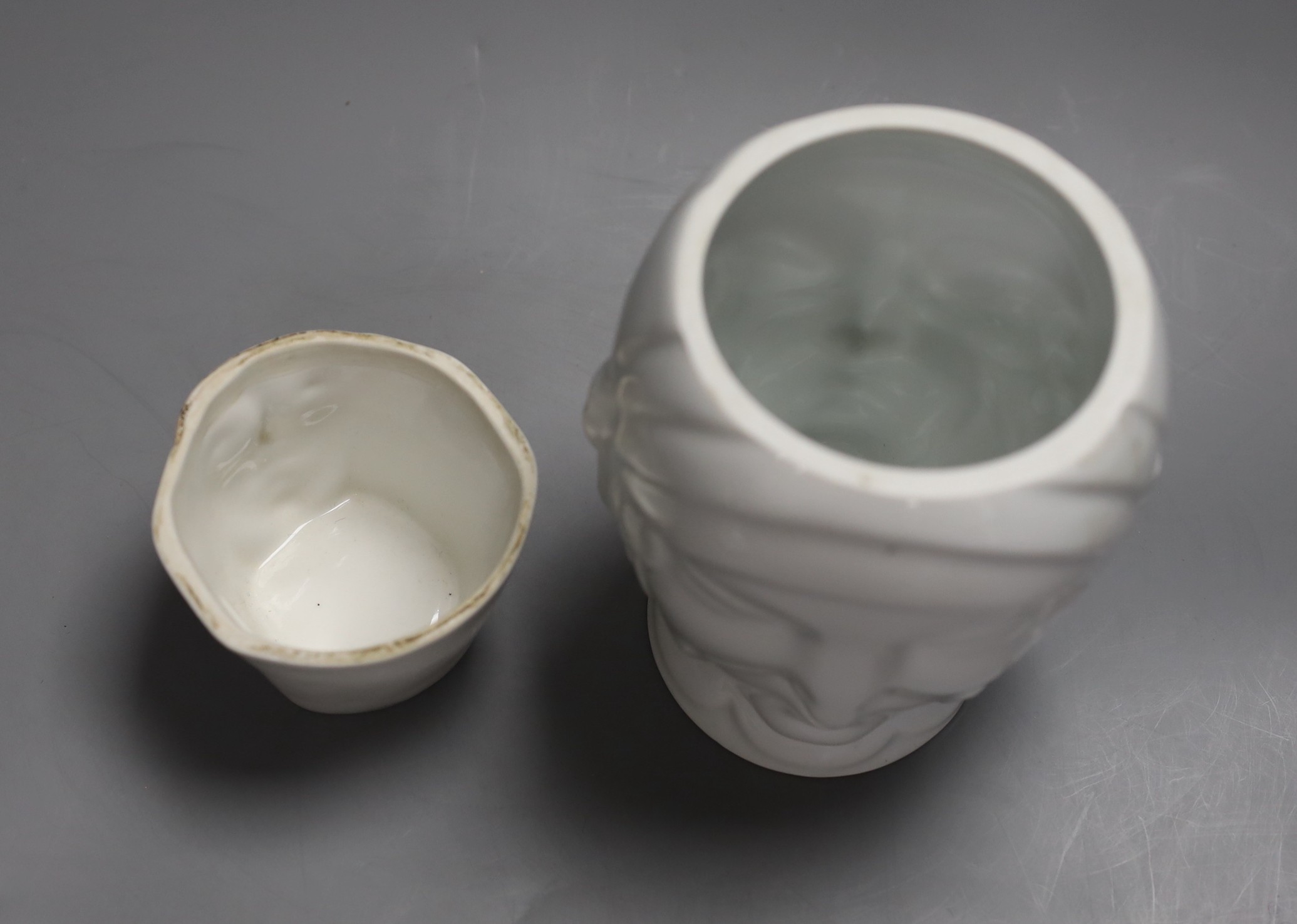 A Robj Art Deco bonbonniere and another similar Limoges example. Tallest 20cm